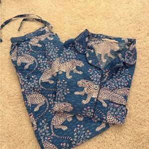 Women's Blue Leopard Print Pajama Set